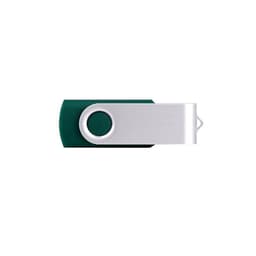 A green and silver 4G swivel USB flash drive, featuring a circular swivel mechanism and a simple design.