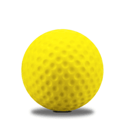 A bright yellow golf ball reliever with a dimpled texture, suitable for stress relief and relaxation.