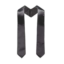 A black graduation honour stole with a smooth satin finish and a classic V-shaped design.