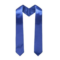A blue satin graduation honour stole with a V-shaped design and pointed ends. It has a smooth, shiny texture.