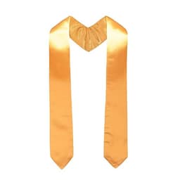 An orange graduation stole made of satin, featuring a traditional V-shaped design. It has a smooth, glossy finish.