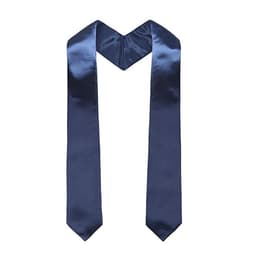 A navy blue graduation honour stole with a shiny finish, featuring a V-shaped design at the neck.