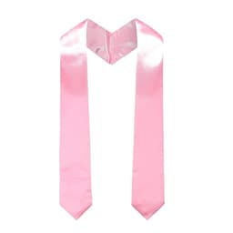 A pink graduation honour stole with a smooth satin finish, featuring a V-shaped design at the top.