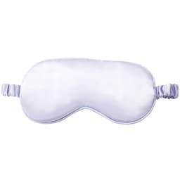A light blue imitated silk sleeping eye mask with an elastic strap. It has a smooth, sleek design.