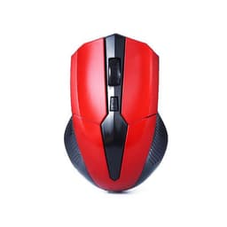A red and black 2.4GHz wireless mouse with a smooth finish and ergonomic design, featuring a top-mounted scroll wheel and buttons.