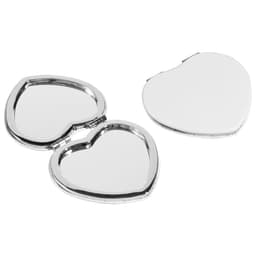 Heart-Shaped Compact PU Leather Cosmetic Mirror
