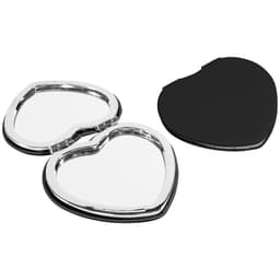 Heart-Shaped Compact PU Leather Cosmetic Mirror