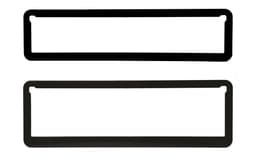 A set of two black slimline surrounds, designed to fit various products, featuring a logo.