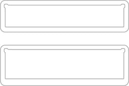 A blank template with two rectangular shapes, each with a cut-out detail along the top edges.