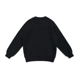 A black kids' cotton sweatshirt with long sleeves and a rounded neckline. It features a simple, plain design.