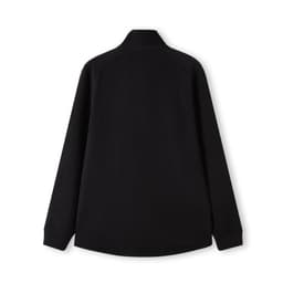 A black polar fleece half zip top for men and unisex, featuring a high collar and long sleeves.