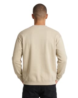 A beige adult poly cotton fleece sloppy joe jumper, featuring a plain back view.