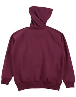 A burgundy kids' fleece hoodie featuring a kangaroo pouch and a hood. It has a smooth, plain design and no visible logos.