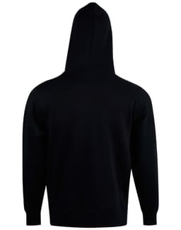 A black adult hoodie with a contrast front and a hood, featuring a plain design and no visible logos.
