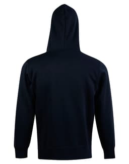 A navy blue adult's close front contrast fleecy hoodie with a hood, featuring a simple design and no visible logos.