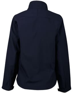 A navy ladies' softshell contrast jacket featuring a plain back design and a collar, with a logo present.