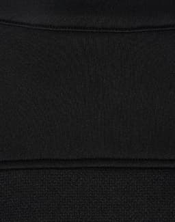 A black men's jacquard fleece jacket featuring a smooth and textured fabric, with a logo present.
