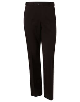 Men's slacks in black, made from polyviscose stretch fabric, featuring a smooth finish and a button closure.
