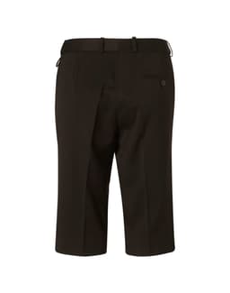 Knee-length women's shorts in black with a flexi waist and button detail on the back. Features a logo.