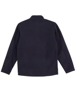 A dark navy polar fleece jacket with a full zip and no visible front detailing, featuring a logo on the back.
