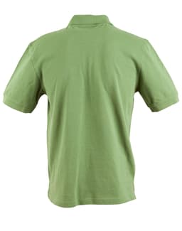 A green Men's Longbeach Polo shirt with a classic collar and short sleeves, featuring an iconic logo.