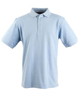 A light blue Men's Longbeach Polo shirt with a classic polo collar and short sleeves, featuring a logo.