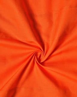 An orange fabric with visible stitching, showcasing a swirling pattern. The material appears heavy-duty and suitable for workwear.