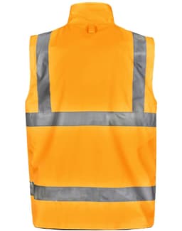 A reversible safety vest in bright yellow with reflective stripes and a branding logo.