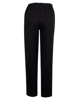 Black fleecy track pants with an elasticated waistband, featuring a simple and comfortable design.