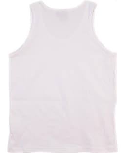 A plain white men's cotton singlet with a crew neck design and no visible branding.
