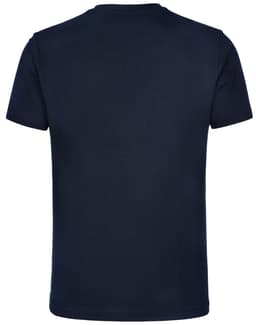A unisex cotton t-shirt in navy blue, featuring a plain back and no visible branding.