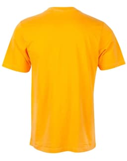 A bright orange men's cotton semi-fitted tee, featuring a classic short sleeve design and a plain back.