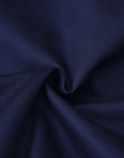 A close-up of navy fabric with a smooth texture, suitable for clothing. The fabric appears durable and lightweight.