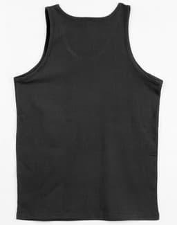 A black men's cotton singlet with a simple design and no visible branding.