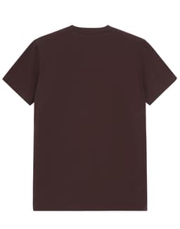 A brown men's premium cotton t-shirt displayed from the back, featuring short sleeves.