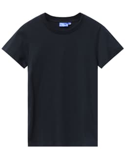 A dark navy t-shirt made from premium cotton with a round neck and short sleeves. Features a logo.