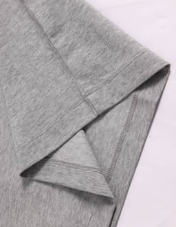A grey men's premium cotton t-shirt featuring a close-up of the sleeve and stitching details.