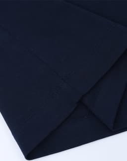 A navy blue premium cotton short-sleeve T-shirt with smooth fabric and detailed stitching. Features a logo.
