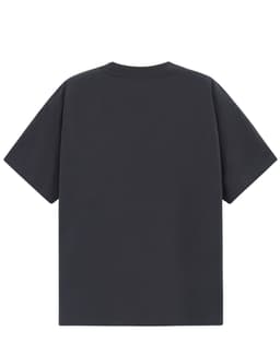 A unisex heavy cotton oversized tee in a dark colour with a plain back and short sleeves.