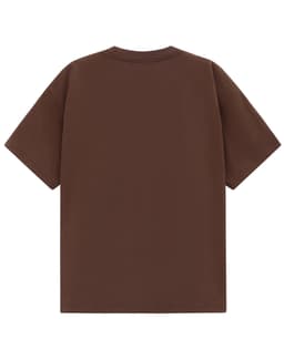 A brown unisex heavy cotton oversized tee with a simple design and no visible branding.
