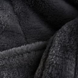 A soft, plush fabric in dark grey with a textured surface, ideal for blankets or robes. Featuring subtle depth and richness.