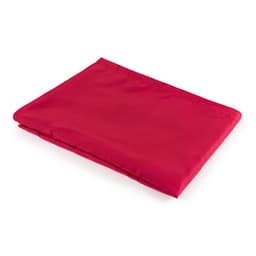 A red slide sheet, neatly folded, featuring a smooth surface and an edge with a logo.