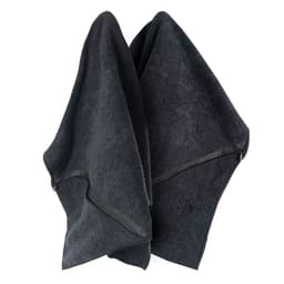 Two black microfibre sports towels with zippers, showcasing a soft texture suitable for gym use and outdoor activities.