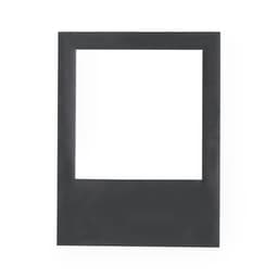 A magnetic photo frame in black with an empty rectangular space for photos. Contains a logo on the corner.
