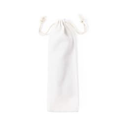 A white drawstring pouch that is ideal for storing cutlery sets, featuring a simple and elegant design.