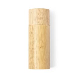 A drink bottle in a natural wood finish with a cylindrical shape and a matching wooden lid.