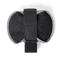 A grey and black padded support strap with Velcro fastening, designed for comfort and stability in sports activities.