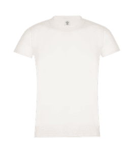 A plain white women's T-shirt with a round neckline and short sleeves. It features a logo on the inner label.