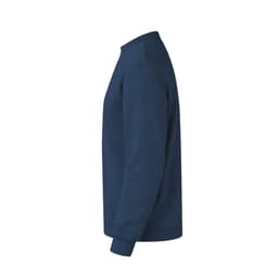 A navy blue Sendex Hoodie displayed from the side, featuring a simple design and a crewneck style, with a logo.
