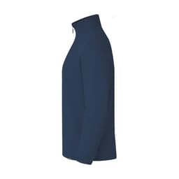 A navy polar fleece jacket in a side profile view, featuring a high collar and no visible branding.